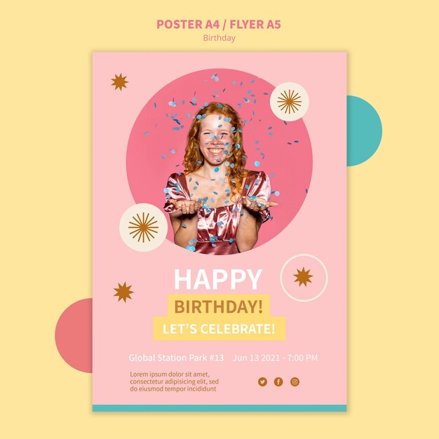 Plantilla de cartel de feliz cumpleaños