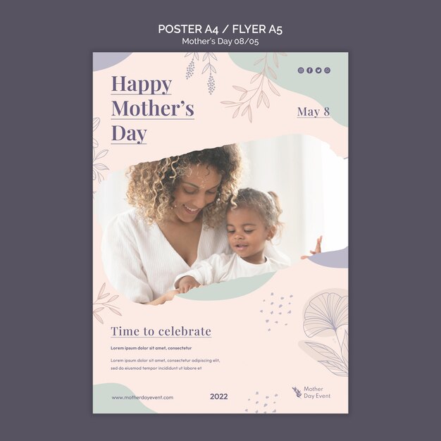 Plantilla de cartel de feliz día de la madre