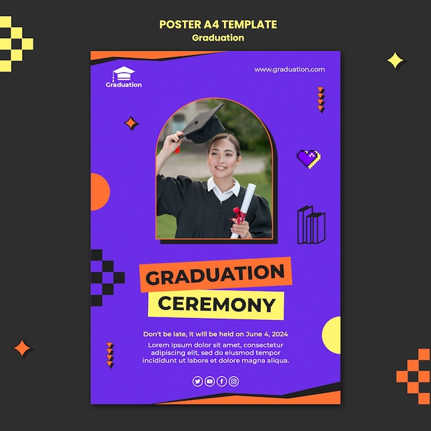 PSD gratuito plantilla de cartel de feliz graduación