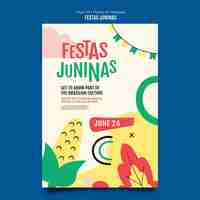 PSD gratuito plantilla de cartel de festas juninas de diseño plano