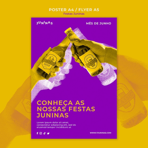 PSD gratuito plantilla de cartel de festas juninas duotono