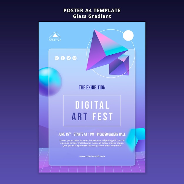 PSD gratuito plantilla de cartel de festival de arte digital