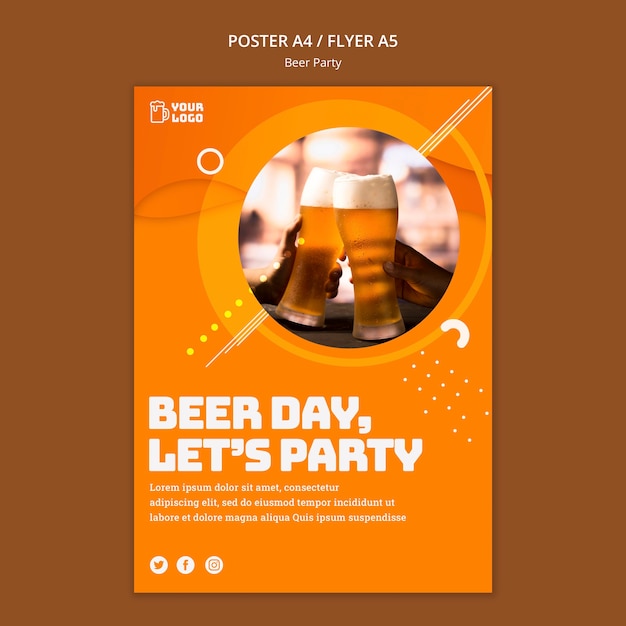 PSD gratuito plantilla de cartel de fiesta de cerveza