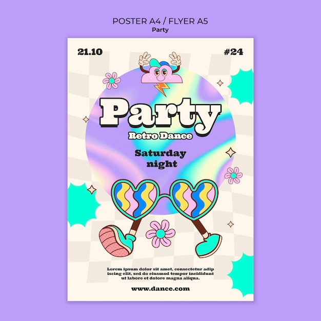 plantilla de cartel de fiesta de diseño plano.