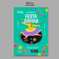 PSD gratuito plantilla de cartel de fiesta juninas de diseño plano