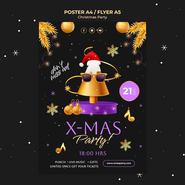 PSD gratuito plantilla de cartel de fiesta de navidad