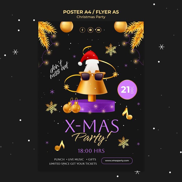 Plantilla de cartel de fiesta de Navidad