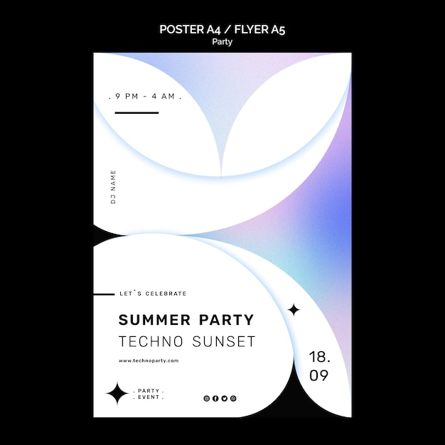Plantilla de cartel de fiesta techno