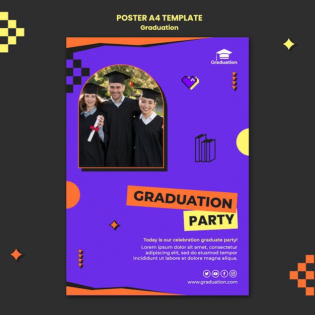 PSD gratuito plantilla de cartel de graduación feliz abstracto