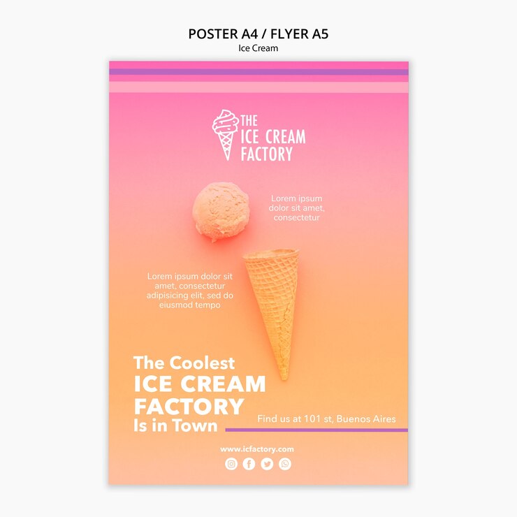 PSD gratuito plantilla de cartel de helado