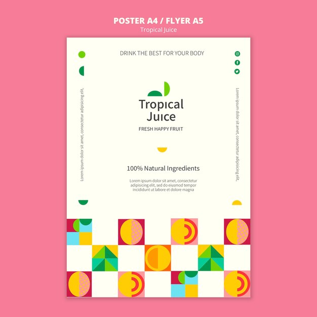 Plantilla de cartel de jugo tropical