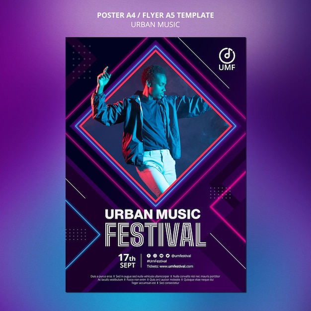 Plantilla de cartel de música urbana