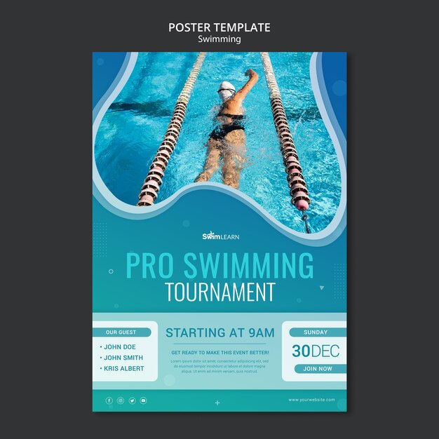 Plantilla de cartel de natación con foto