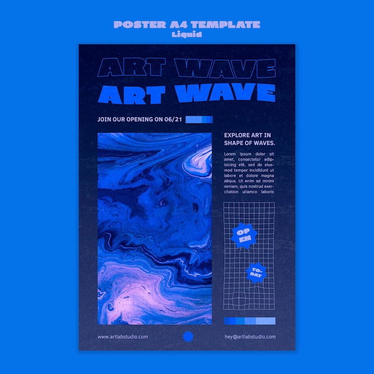 PSD gratuito plantilla de cartel de onda de arte