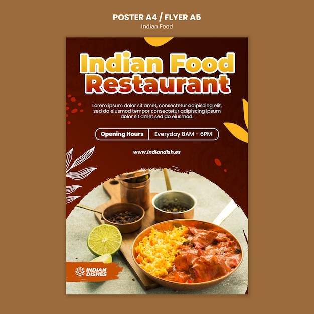 Plantilla de cartel de restaurante de comida india