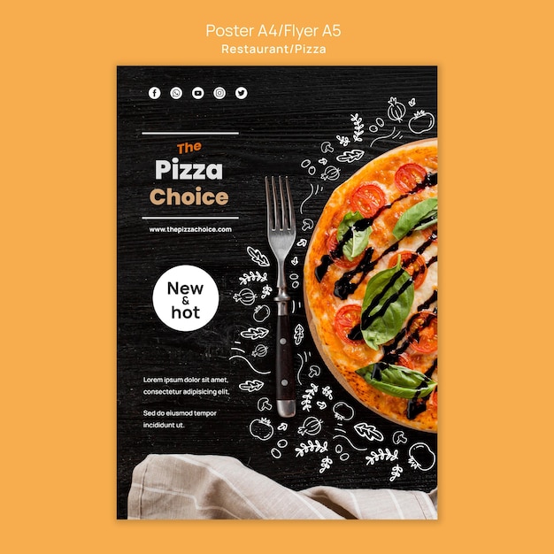 Plantilla de cartel de restaurante de pizza