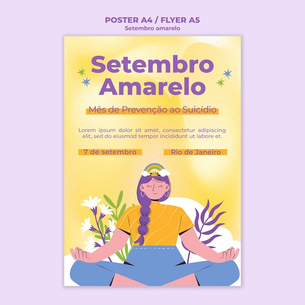 PSD gratuito plantilla de cartel de septiembre amarelo