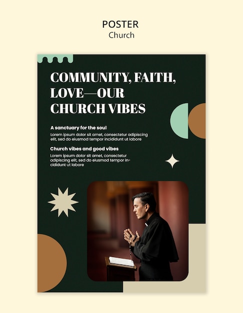 PSD gratuito plantilla de cartel del servicio de la iglesia