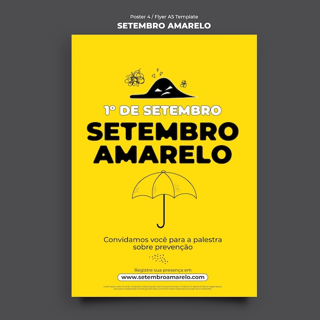 Plantilla de cartel setembro amarelo dibujado a mano