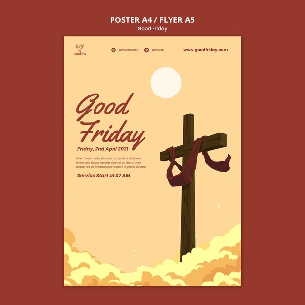 Plantilla de cartel social de viernes santo