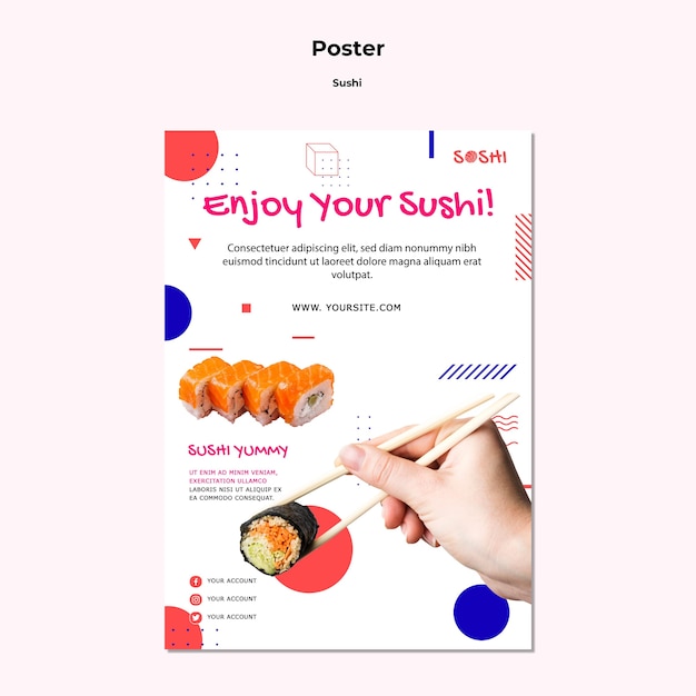 PSD gratuito plantilla de cartel de sushi