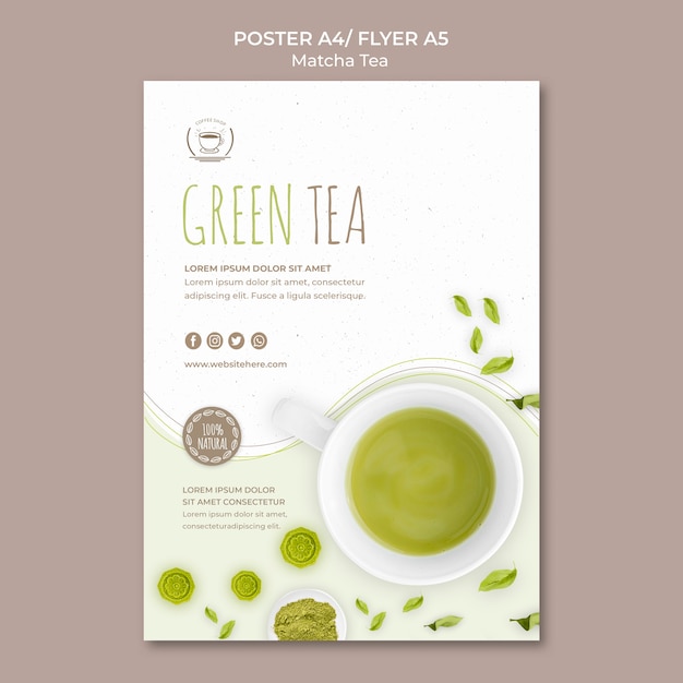 Plantilla de cartel de té verde