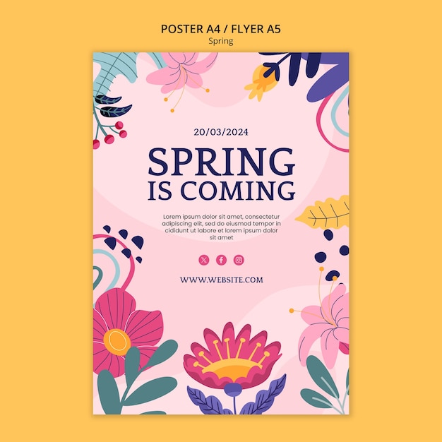 PSD gratuito plantilla de cartel de la temporada floral de primavera