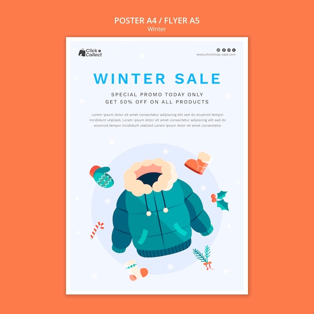 Plantilla de cartel de temporada de invierno