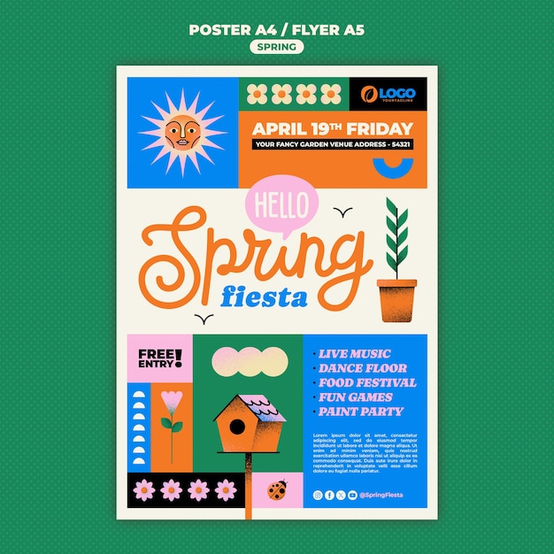 PSD gratuito plantilla de cartel de temporada de primavera