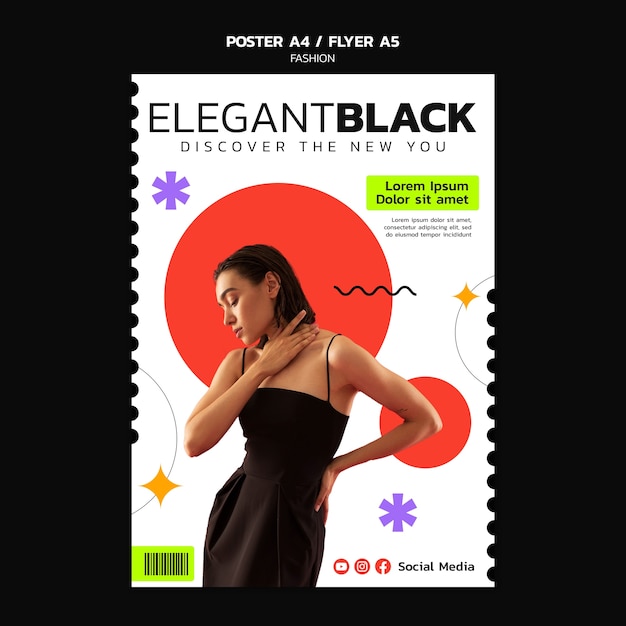 Plantilla de cartel de tendencias de moda de diseño plano