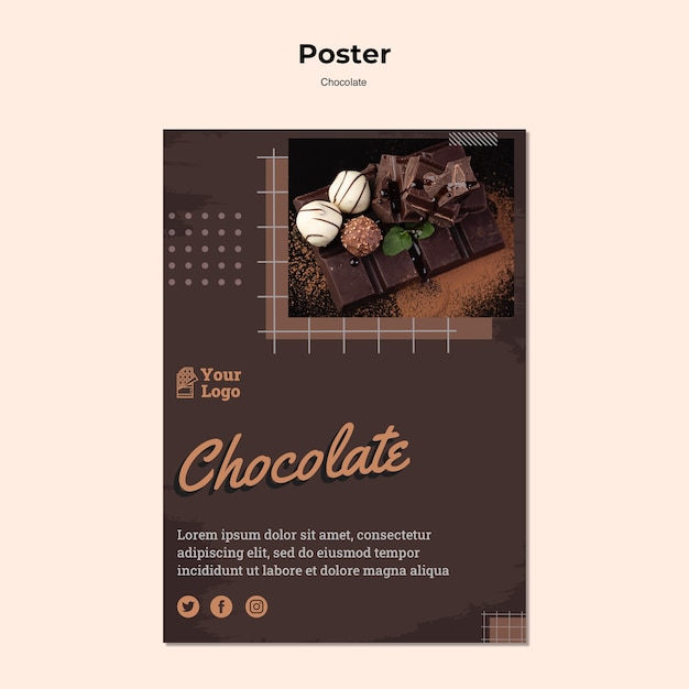 PSD gratuito plantilla de cartel de tienda de chocolate