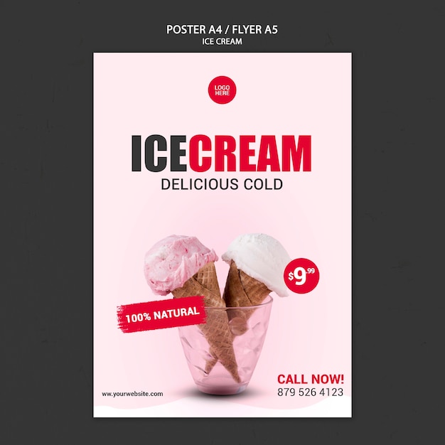 PSD gratuito plantilla de cartel de tienda de helados