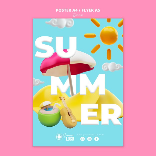 Plantilla de cartel de vacaciones de verano