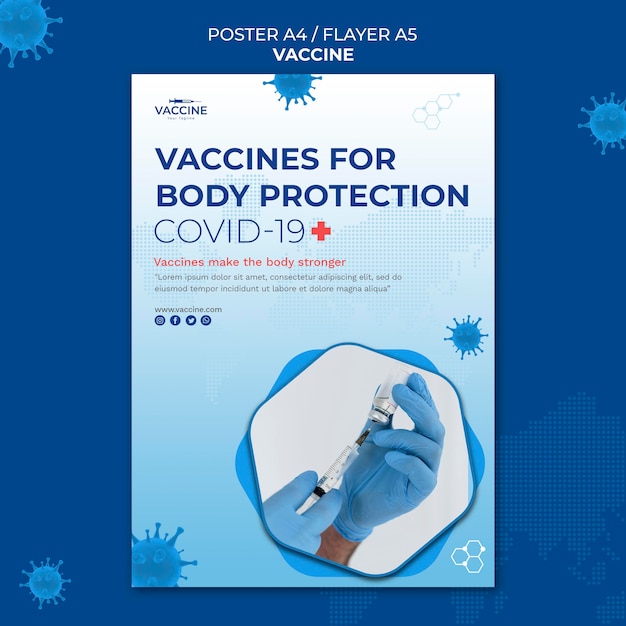 PSD gratuito plantilla de cartel de vacuna