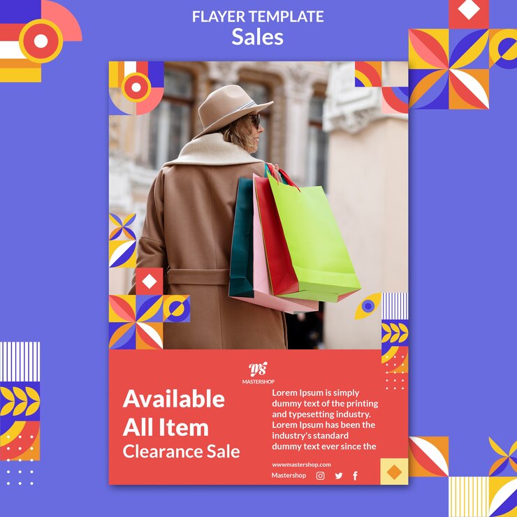 PSD gratuito plantilla de cartel de venta de diseño plano