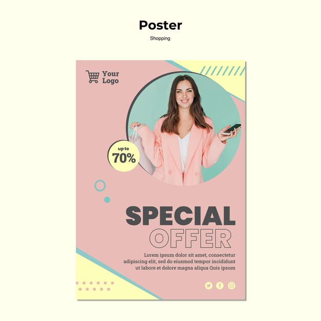 Plantilla de cartel de venta especial de compras