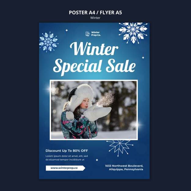Plantilla de cartel de venta especial de invierno