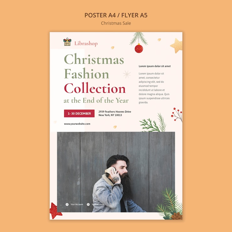 PSD gratuito plantilla de cartel para venta de navidad