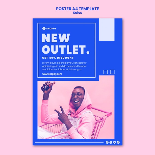 PSD gratuito plantilla de cartel de venta outlet