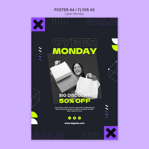 PSD gratuito plantilla de cartel de ventas de cyber monday