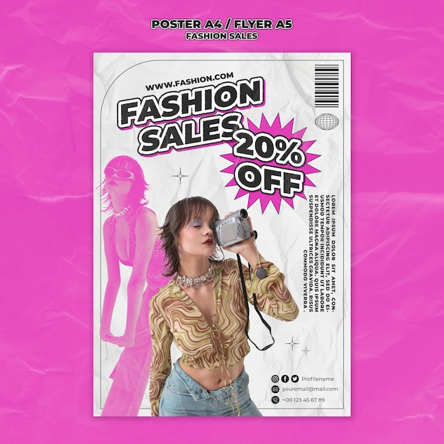 plantilla de cartel de ventas de moda de diseño plano