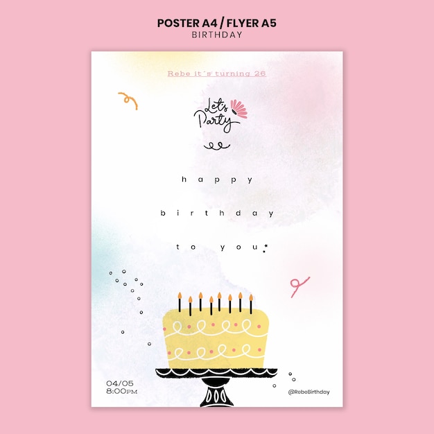 Plantilla de cartel vertical para celebración de cumpleaños