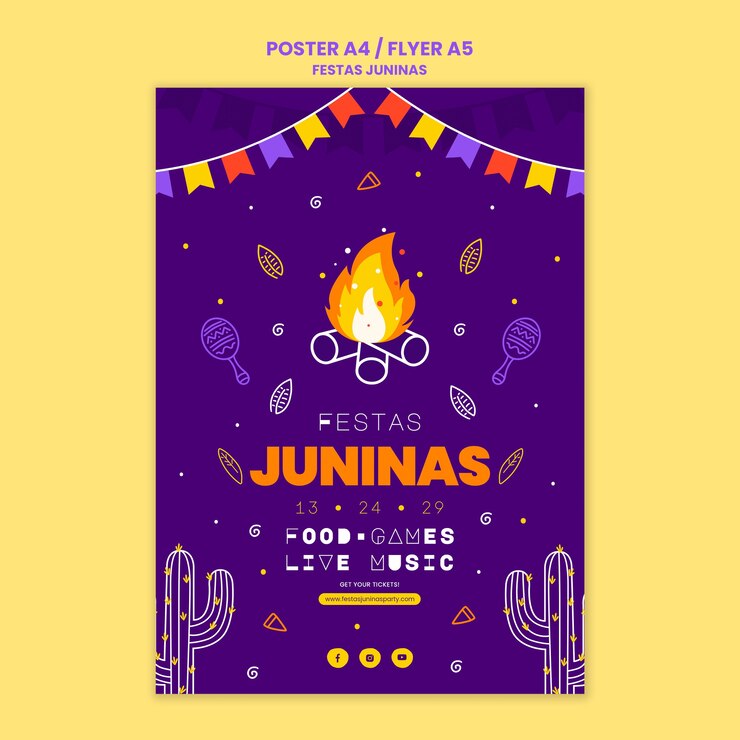 PSD gratuito plantilla de cartel vertical de fiestas juninas