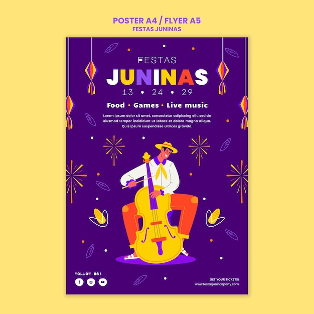 PSD gratuito plantilla de cartel vertical de fiestas juninas