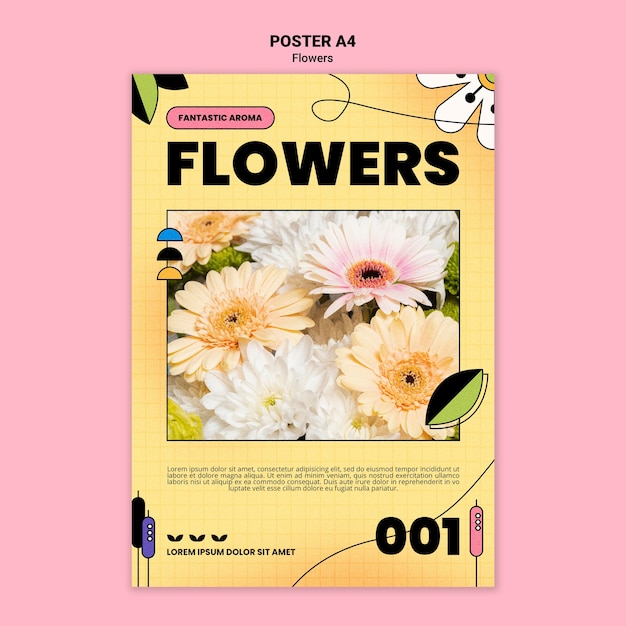 PSD gratuito plantilla de cartel vertical para floristería