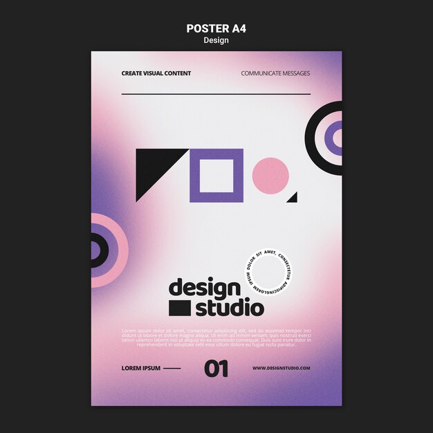 Plantilla de cartel vertical geométrico para estudio de diseño