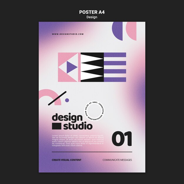 Plantilla de cartel vertical geométrico para estudio de diseño