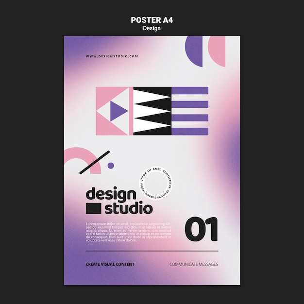 Plantilla de cartel vertical geométrico para estudio de diseño