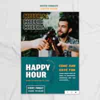 PSD gratuito plantilla de cartel vertical para happy hour