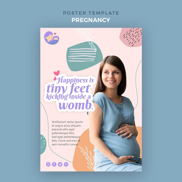 Plantilla de cartel vertical con mujer embarazada